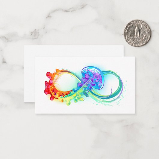 Carte De Correspondance Infinity avec Rainbow Jellyfish (Devant/Arrière en situation)