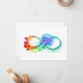 Carte De Correspondance Infinity avec Rainbow Jellyfish (Devant/Arrière en situation)