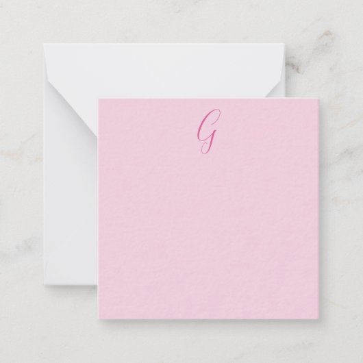 Carte De Correspondance Initial Letter Monogram Light Pink Plain Chic (Devant)