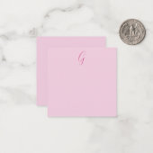 Carte De Correspondance Initial Letter Monogram Light Pink Plain Chic (Devant/Arrière en situation)