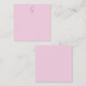 Carte De Correspondance Initial Letter Monogram Light Pink Plain Chic (Devant / Derrière)