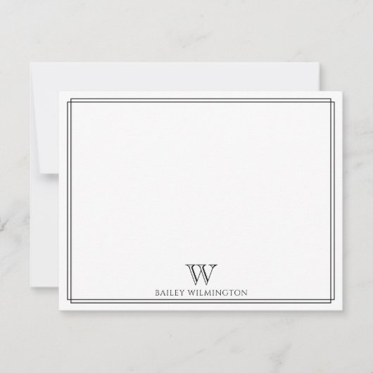 Carte De Correspondance Initial Monogram Black Double Border Professional (Devant)