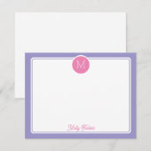 Carte De Correspondance Initiale de monogramme en cercle Prépa Rose Violet (Devant / Derrière)