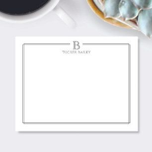 Carte De Correspondance Initiale de monogramme gris avec double bordure pr