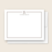 Carte De Correspondance Initiale de monogramme marron double bordure profe