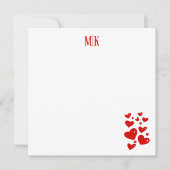 Carte De Correspondance Initiales de coeur rouge (Devant)