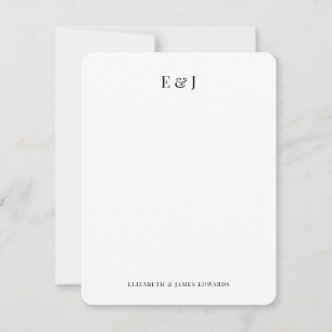 Carte De Correspondance Initiales de couple élégantes et stylées avec espe