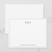 Carte De Correspondance Initiales de couple élégantes gris argent double b (Devant / Derrière)