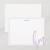 Carte De Correspondance Initiales de couple en monogramme violet simple po (Devant / Derrière)