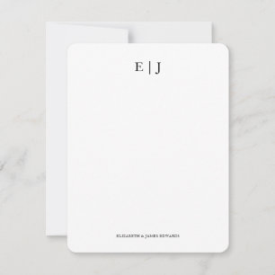 Carte De Correspondance Initiales de couple monogrammées Merci