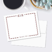 Carte De Correspondance Initiales de couple Nouveaux mariés Merci rouge fo