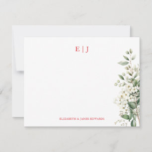 Carte De Correspondance Initiales de couple personnalisées pour Noël