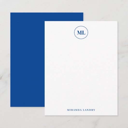 Carte De Correspondance Initiales de monogramme de cercle bleu marine élég (Devant / Derrière)