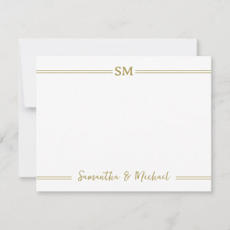 Carte De Correspondance Initiales de monogramme de mariage or Nom du coupl