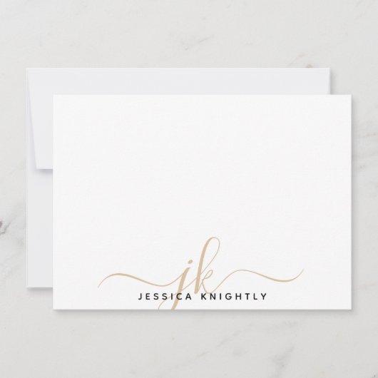 Carte De Correspondance Initiales de monogramme de script moderne Gold min (Devant)