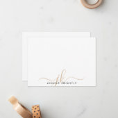 Carte De Correspondance Initiales de monogramme de script moderne Note min (Devant/Arrière en situation)