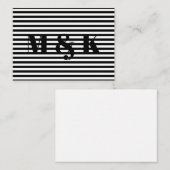 Carte De Correspondance Initiales de monogramme personnalisé rayures noire (Devant / Derrière)