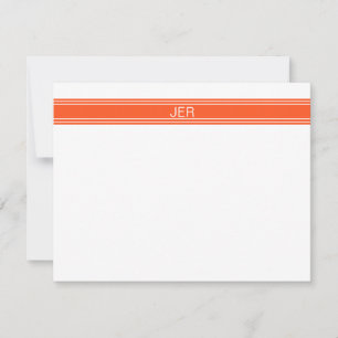 Carte De Correspondance Initiales de prénom monogrammées orange et blanc