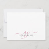 Carte De Correspondance Initiales de script rose monogramme chic (Devant)