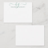 Carte De Correspondance Initiales de script vert Monogramme moderne (Devant / Derrière)