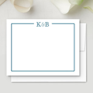 Carte De Correspondance Initiales du Couple Monogramme de Jeunes Mariés Bl