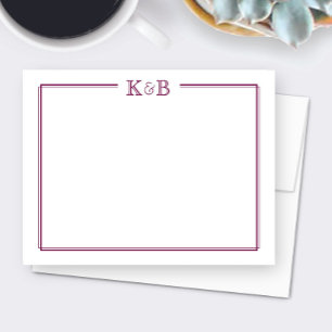 Carte De Correspondance Initiales du Couple Monogramme des Nouveaux Mariés