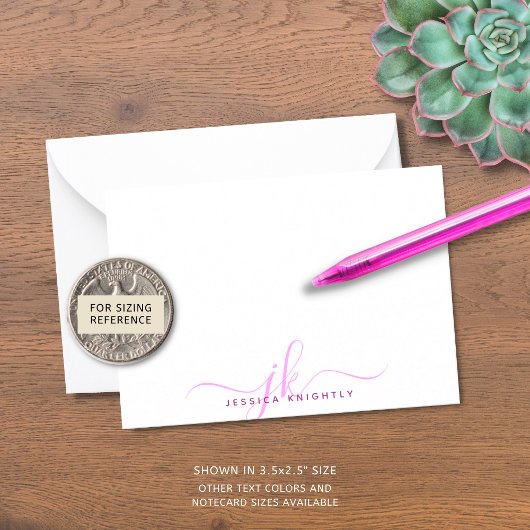 Carte De Correspondance Initiales du Monogramme de script de magenta rose