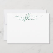 Carte De Correspondance Initiales du Monogramme vert moderne (Devant)