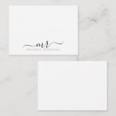 Carte De Correspondance Initiales élégantes de Monogramme Moderne (Devant / Derrière)