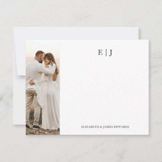 Carte De Correspondance Initiales en couple monogramme avec photo personna (Devant)