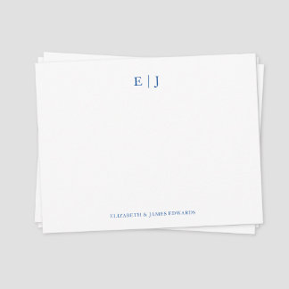 Carte De Correspondance Initiales en couple Monogramme bleu personnalisées