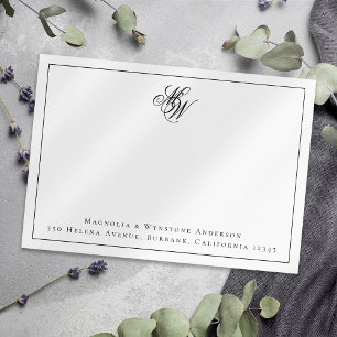 Carte De Correspondance Initiales en couple monogramme personnalisées