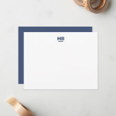 Carte De Correspondance Initiales Modernes Bleu Marine Gras Monogramme (Devant/Arrière en situation)