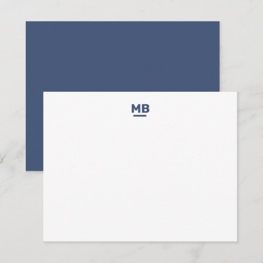 Carte De Correspondance Initiales Modernes Bleu Marine Gras Monogramme (Devant / Derrière)