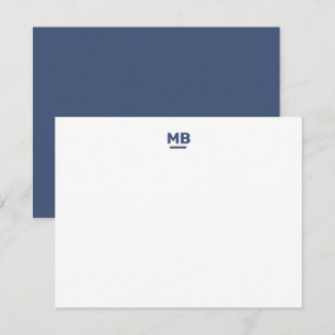 Carte De Correspondance Initiales Modernes Bleu Marine Gras Monogramme