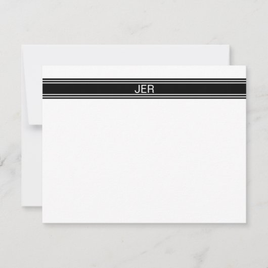 Carte De Correspondance Initiales Monogramme Moderne Simple Noir & Blanc (Devant)