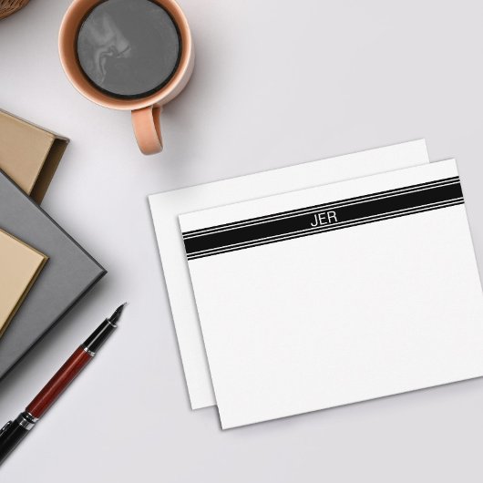 Carte De Correspondance Initiales Monogramme Modernes Simples Noir & Blanc