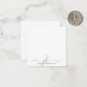 Carte De Correspondance Initiales Monogramme vert moderne minimes (Devant/Arrière en situation)