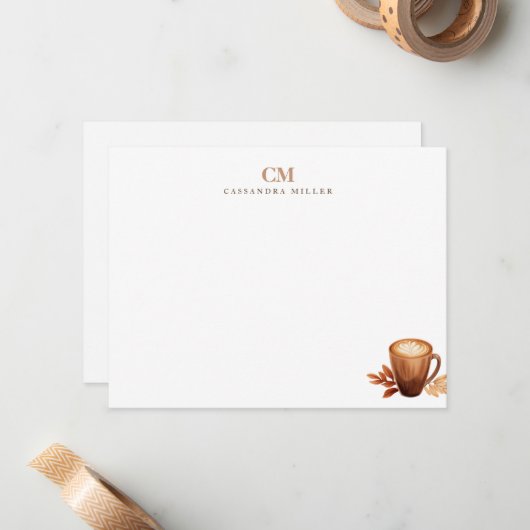 Carte De Correspondance Initiales Monogrammes Louveur de café (Devant/Arrière en situation)