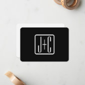 Carte De Correspondance Initiales monogrammes modernes | Noir & Blanc (Devant/Arrière en situation)