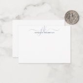 Carte De Correspondance Initiales Monogrammes modernes Script Marine Bleu (Devant/Arrière en situation)