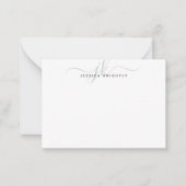 Carte De Correspondance Initiales Monogrammes modernes Script Silver Grey (Devant)