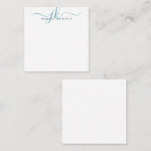 Carte De Correspondance Initiales Monogrammes modernes Script Turquoise Mi (Devant / Derrière)