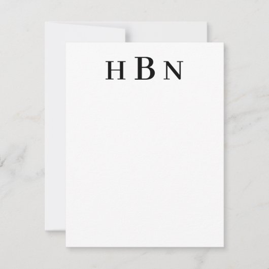 Carte De Correspondance Initiales personnalisées en noir classique (Devant)