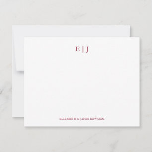 Carte De Correspondance Initiales personnalisées Monogramme Rouge Bourgogn