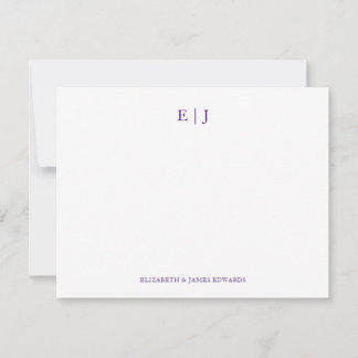 Carte De Correspondance Initiales royales violet en couple violet personna