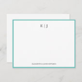 Carte De Correspondance Initiales turquoises en deux monogrammes (Devant / Derrière)