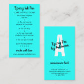 Carte De Correspondance Instructions de soins turquoises pour stylo époxy (Devant / Derrière)