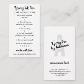 Carte De Correspondance Instructions d'entretien pour stylo époxy (Devant / Derrière)