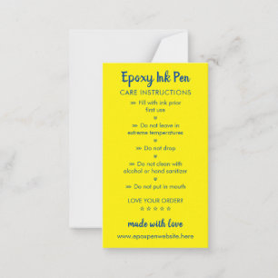 Carte De Correspondance Instructions pour les soins de la marine jaune pou